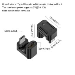 Type-C Female ToMicro Male Adapter USB 2.0 Female Type C To Male Mini USB Adapter Support Microphone Charging Data Transmission