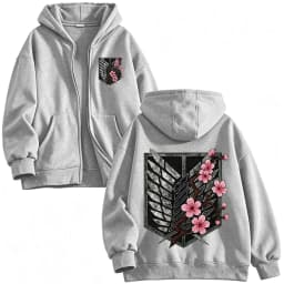 Anime Attack on Titan Mikasa Ackerman Eren Jaeger Wings of Freedom Logo Zipper Hoodies Men Zip Up Sweatshirt Long Sleeves Jacket