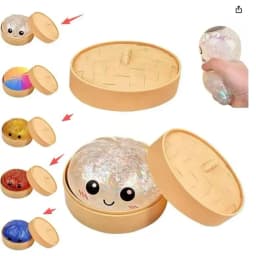 New 9 Styles Glitter Dumpling Glitter Dumpling Squishy with Box Dumplings Sensory Squeeze Toy for Stress Relief