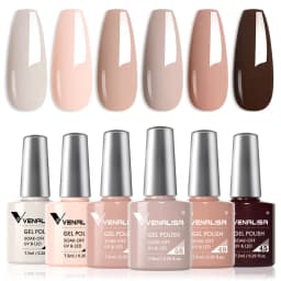Rose Rubber Base Venalisa Nail Gel Polish 6pcs/Kit HEMA FREE Jelly Pink Color Self Leveling Gel Long Wear Nail Manicure Set