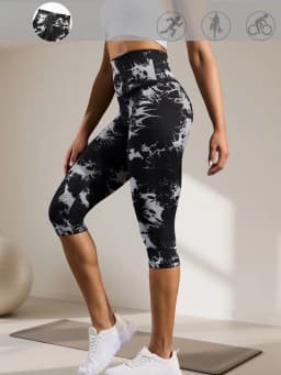 Women's Super Soft High Waisted Tie Dye Print Capri Pants for Cozy Home & Casual Outfit