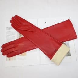 New women's long sheepskin gloves Classic solid color at elbow Versatile windproof warm fleece driving leather gloves
