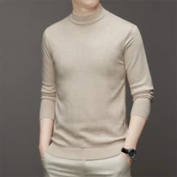 7 Colour Men's Half High Neck Long Sleeved Solid Color Sweater Soft, Warm and Comfortable Top with a Base