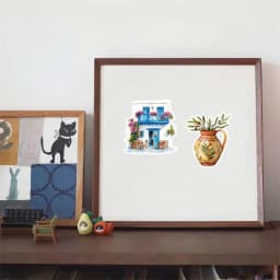 13pcs Watercolor Greek Landscape Stickers Hand Account Diary Album Mobile Phone Notebook Decoration Paste Crayon Line Stationery