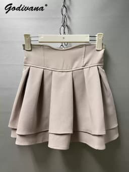 Popular Macaron Skirt Japanese Mine Series Spring and Autumn Women's Sweet Skirt Culottes Solid Color High Waist Short Skirts