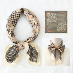 Luxury Paisley Print Small Square Scarf Simulated Silk Thin Neck Scarf Mature Style Sunscreen Headscarf For Women 70*70cm