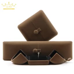 High-Grade Velvet Button Mongolian Double Open Jewelry Box Velvet Ring Ring Bracelet Necklace Packaging Jewelry Box