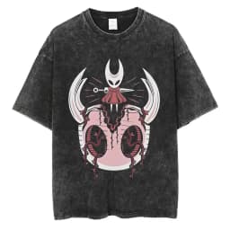Washed Vintage Game Hollow Knight Double Sided Print T-shirt Men Women Fashion Casual T-shirts Oversized Short Sleeve T Shirts