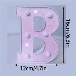 1PC 16cm Pink Glitter LED Letter&Number Lights Battery Powered Decorative Lights For Wedding,Proposal,Birthday,Party,Photo Props