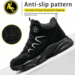 Rotating Button Safety Boots Shoes Man Steel Toe Safety Work Shoes Lightweight Non Slip Work Boots Men Sneaker