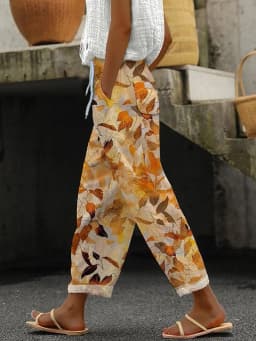 Ladies New Hot Plus Size Printed Simple Roll-up Casual Pants Streetwear Women PantsNine-minute Pants Breathable CoolSummer