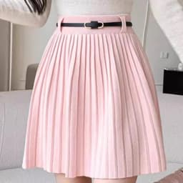Korean High Waisted Mini Skirts Woman Summer Solid A-Line Knitting Skirts Women Pleated Mini Harajuku Ladies Short Dress
