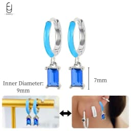 925 Sterling Silver Needle Exquisite Turquoise Silver Earrings for Women Blue Crystal Geometry Pendant Earrings Luxury Jewelry