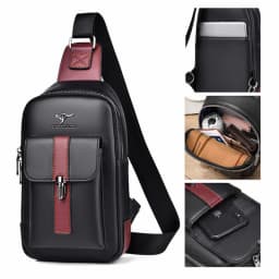 Running Waterproof Training Travel Messenger Pack Chest Bag Men's Leather Shoulder Bag Sports Multi-function Cross Body Handbag