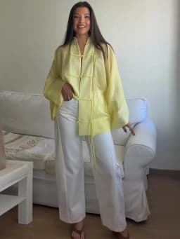 Elegant Chinese Style Frog Button Blouse Sheer Wide Sleeve Loose Fit 2026 Summer Office Casual Chic Breathable Wear Women Top