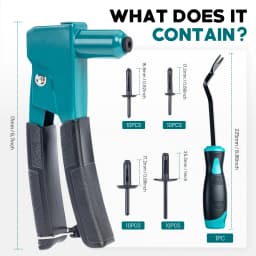 LIBRATON Plastic Rivet Gun Kit with Fastener Remover, 90 Degree Angle Hand Riveter with 40Pcs Nylon Rivets for Automotive Repair