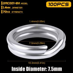 100pcs Stainless Steel 3#-8# Fishing Split Rings for Crank Hard Bait Silver Double Loop Split Open Carp Tool Fishing Accessories