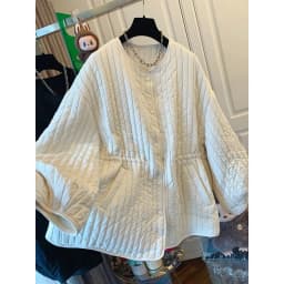Retro Quilted Cotton Jacket Women's Winter Thickened Warm round Neck Loose Fit Versatile Cotton Coat Stylish Small Cotton Padded