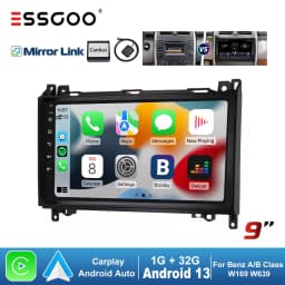 Essgoo 2DIN Android 14 9inch Carplay Car Stereo Multimedia Player Radio GPS Navi For Mercedes Benz A/B Class W169 W245 B200 W906