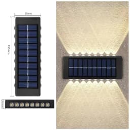 1~4Pack Solar Wall Lights Outdoor 16LED Waterproof Lamp Up And Down Convex Lens Lighting For Garden Landscape Balcony Decoration