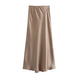 MUJER Satin Long Skirts for Women Draped High Waist Midi Skirt Woman Summer Straight Women's Skirt Holiday Beach Women Skirt