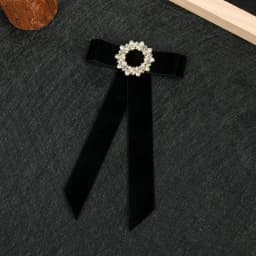 Korean Rhinestone Fabric Bow Brooch Tie Blouse Black Bowties Sweater Neckline Accessories College Style High-end Jk Decoration
