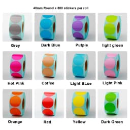 20mm 25mm Colours Circle Thermal Paper Label Waterproof OIl Resistant Barcode Round Sticker