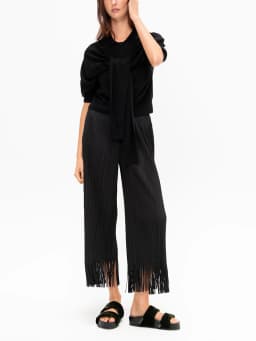 Miyake Pleated High Waisted Pockets Elasticated Waistband Causal Wave Straight Legs Pants