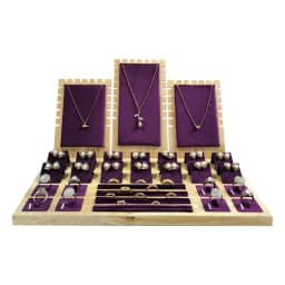 Solid Wood Jewelry Display Stand Necklace Pendant Bracelet Chain Ring Earrings Stud Organizer Jewelry Display Props Entire Set