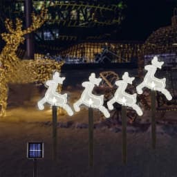 4Pcs Christmas Atmosphere Solar Path Light Pattern Outdoor Waterproof Landscape Lamp Perfect For Home Garden Patio Pool Decor