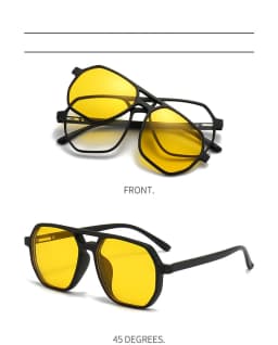 VCKA Big Frame Polarized Myopia Sunglasses 6 in 1 Prescription Magnetic Clip Men Women Glasses Custom Optical Eyewear -0.5 To-10