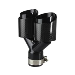 Car Carbon Fiber Glossy Muffler Tip Y Shape Double Exit Exhaust Pipe Mufflers Nozzle Decoration Universal Stainless Black