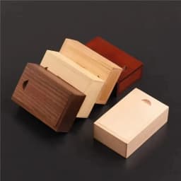 5PCS Unfinished Storage Boxs Solid Natural Wooden With Sliding Top For Necklace Ring Gift Blank Box USB Decorative Gift Case Box