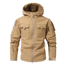Men's Silent Soft Shell Camouflage Tactical Jacket Waterproof Warm Fleece Hunting Jackets Outdoor Hiking Fishing Hooded Coat