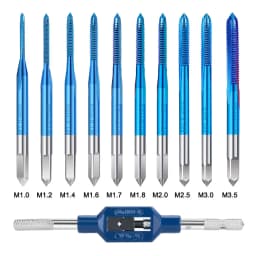 XCAN 10/11pcs Metric Tap HSS Thread Tap Drill M1-M3.5 Straight Flute Machine Screw Tap Adjustable Tap Wrench M1-M8 Tapping Tool