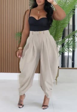New Women's Pants High Waist Loose Drape Irregular Small Feet Casual Pants Trousers Solid Color