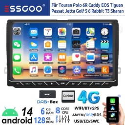 ESSGOO 9" Android 14 8-Core 6+128GB Carplay Car Stereo For VW Golf 5 6 Passat Polo Touran Tiguan Jetta 4G DSP GPS WIFI AM FM BT