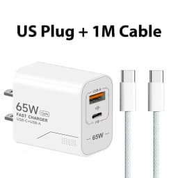 Lenovo Universal Charger PD 65W All-Protocol Smartphone Charger A+C Multi-Port Charger with EU/US Adapter and 1m Data Cable