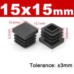 Black Square Pipe Tube Cap Plastic Tubing End Cover Glide Insert Blanking End Plugs Bung 10/13/15/16/18/19/20//22/23/25/28-200mm