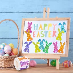 500Pcs Easter Bunny Stickers Roll Colorful Laser Rabbit Paper Decals 5 Colors Spring Sparkly Self Adhesive Seal Stickers
