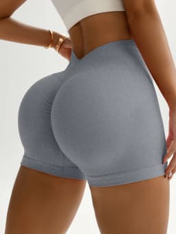 Women Gym V Back Shorts Athletic Butt Lifting Workout Biker Solid Yoga Pants Leggins Sports Fitness Scrunch Short Tights