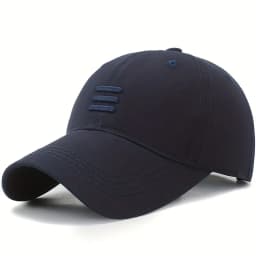 Solid Color Baseball Cap 3‑Bar Raised Embroidery Adjustable Back Closure Lightweight Sun‑Protective Hat for Fishing Travel Wear