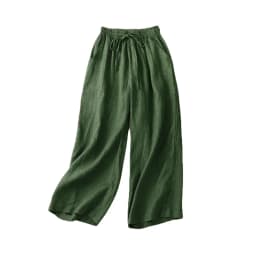 Cotton LinenCasual Solid Lace Up Elastic High Waist Loose Wide Leg Women's Pants Ankle-Length Pants For Women Clothing Fashion