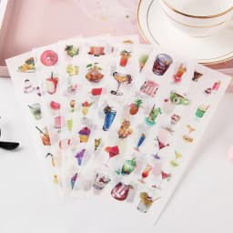 6 Sheets/pack Kawaii Washi Stickers Flower Leaf Food Decorative Stickers For The Diary Paper Sticker Label Korean Stationery