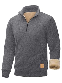 Winter Men's Fleece Lined Stand Collar Pullovers Solid Thickened Half Zipper Long Sleeve Sweater Men Casual Warm Sweatshirts Top