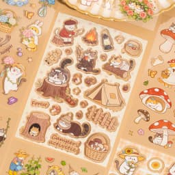 20Pcs Cute Cat Themed Die-Cut Stickers Book for DIY Flash Decorative Scrapbook Phone Case Collage Aesthetic Stationery Material