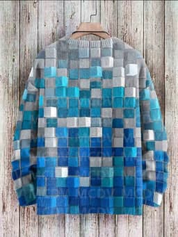 Vintage Geometry Art Print Casual Knit Pullover Sweater Women For Men Sweater