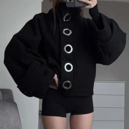 Street autumn/winter solid color women's turtleneck coat Y2K hip-hop retro Harajuku cute casual fashion versatile new women tops