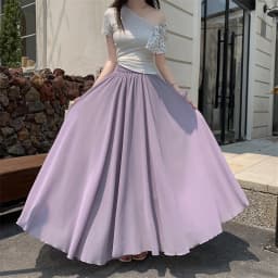 2025 New Women's Chiffon A-Line Maxi Skirt: High Waist Flowy Hem with Elegant Drape & Wide Silhouette