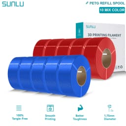 SUNLU PLA/PETG/PLA PLUS 3D Filament Refill 1.75mm Neatly Wound 3D Filament Bundle Refill for Most Brand Reuseable Spool 10KG